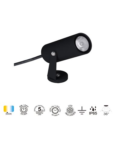 Refletor de chão LOGAN LED IP65 6W 3000K 525lm, cinza escuro ou preto, Ø40x95 mm