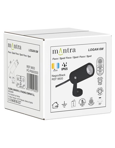 Spot sur pied LED LOGAN IP65 6W 3000K 525lm, gris foncé ou noir, Ø40x95 mm