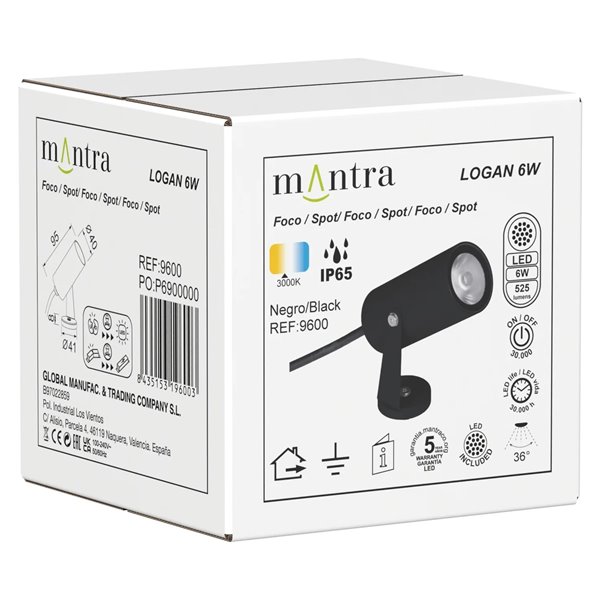 LOGAN LED-Bodenstrahler IP65 6W 3000K 525lm, dunkelgrau oder schwarz, Ø40x95 mm