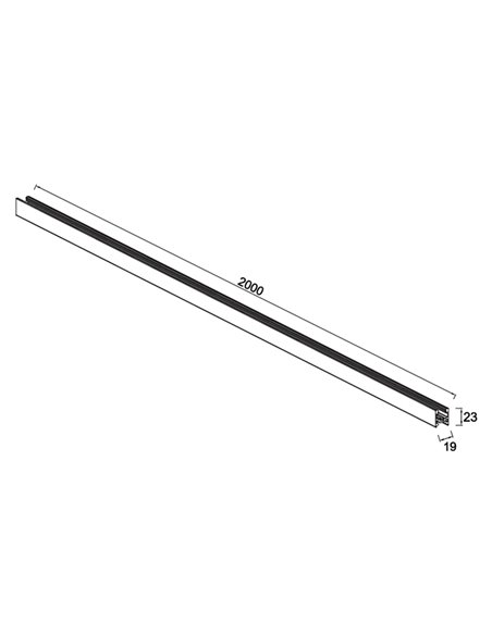 Rail magnétique de surface MAGNETO MINI, noir, 1/2 mètre, 48 V, 23 x 19 mm