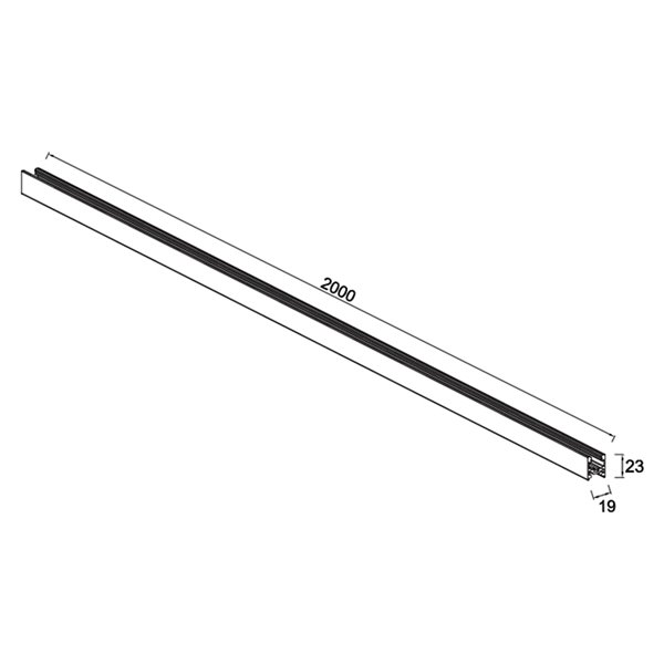 MAGNETO MINI Magnetschiene zur Aufputzmontage, schwarz, 0,5 Meter, 48 V, 23 x 19 mm