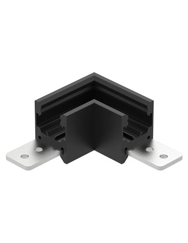 Conector exterior 90° MAGNETO MINI negro para carril magnético 48V 55x55x23 mm