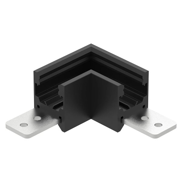 Conector exterior 90° MAGNETO MINI negro para carril magnético 48V 55x55x23 mm