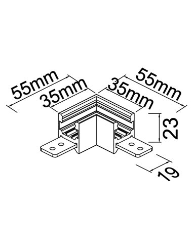 90°-Außenverbinder MAGNETO MINI Schwarz für 48-V-Magnetschiene 55 x 55 x 23 mm