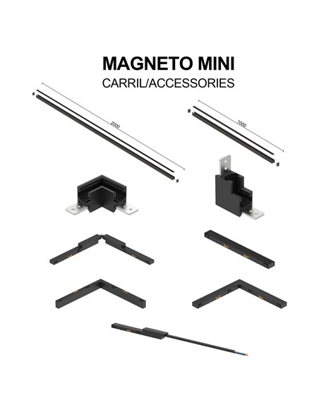 90° MAGNETO MINI schwarzer Innenverbinder für Magnetschiene 48V 55x55x23 mm