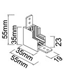 Connecteur interne noir MAGNETO MINI à 90° pour rail magnétique 48 V 55 x 55 x 23 mm