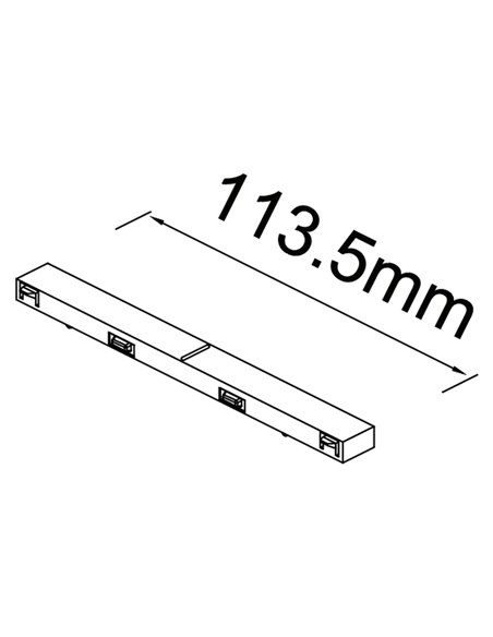 Conector recto MAGNETO MINI negro para carril magnético 48V 113,5 mm