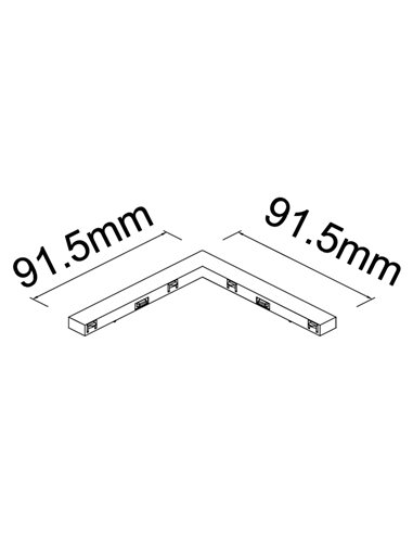 Externer 90°-L-förmiger Stecker MAGNETO MINI schwarz für Magnetschiene 48 V 91,5 x 91,5 mm