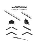Conector en L interior 90° MAGNETO MINI negro para carril magnético 48V 91,5x91,5 mm