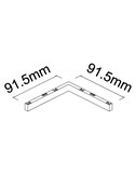 Conector L interno de 90° MAGNETO MINI Preto para Trilho Magnético de 48V 91,5x91,5 mm
