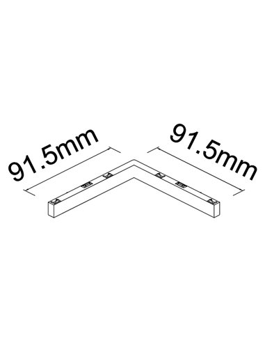 Conector en L interior 90° MAGNETO MINI negro para carril magnético 48V 91,5x91,5 mm