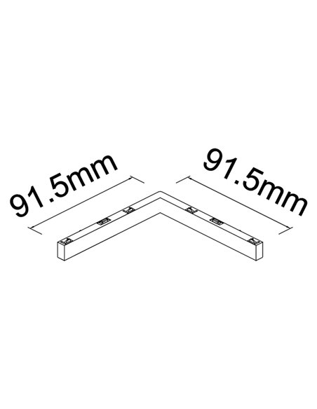 Connecteur en L intérieur à 90° MAGNETO MINI Noir pour rail magnétique 48 V 91,5 x 91,5 mm