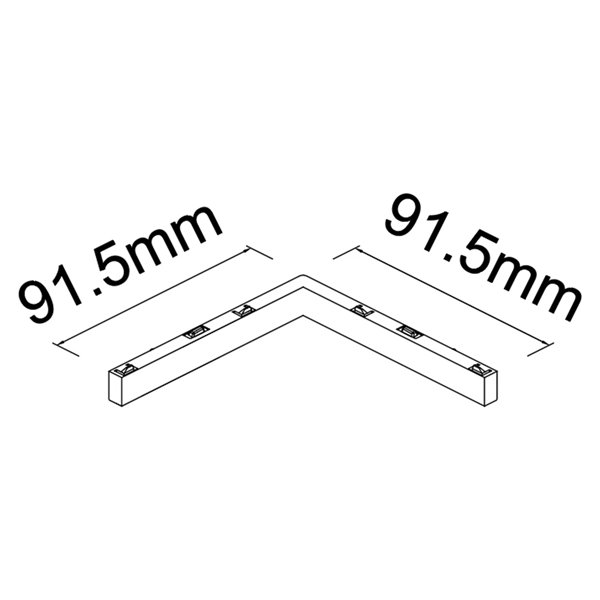 90°-Innen-L-Verbinder MAGNETO MINI Schwarz für 48V Magnetschiene 91,5x91,5 mm