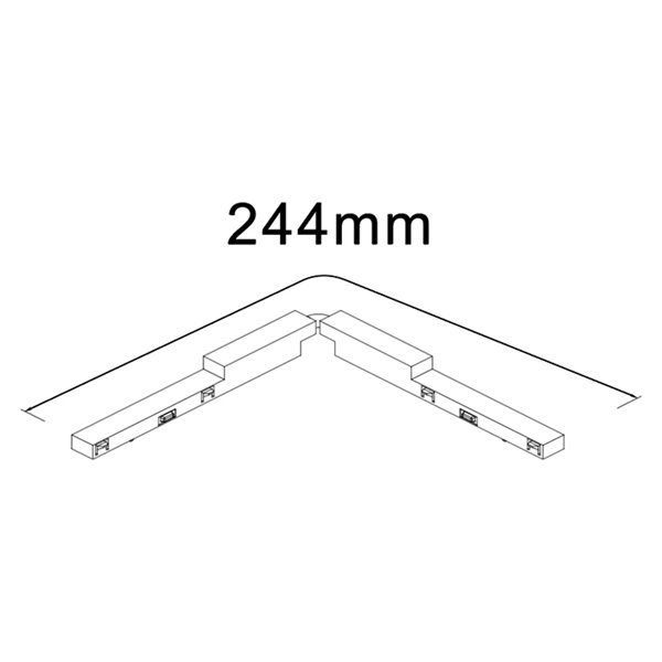 Conector flexível preto MAGNETO MINI para trilho magnético 48V com ângulo variável de 244 mm