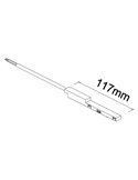 Conector alimentador recto MAGNETO MINI negro para carril magnético 48V cable 2 metros 117 mm