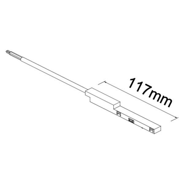 Conector de alimentação reto preto MAGNETO MINI para trilho magnético, cabo de 48V com 2 metros (117 mm).