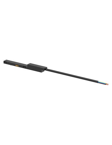 MAGNETO MINI schwarzer gerader Stromanschluss für Magnetschienen, 48-V-Kabel, 2 Meter, 117 mm