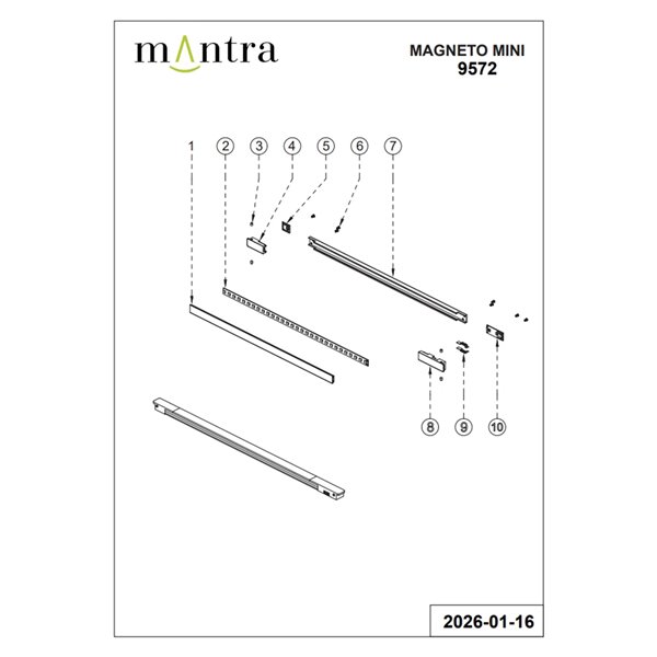 Lineare MAGNETO MINI LED 6W (310 mm) oder 12W (550 mm) 3000K 420lm-840lm schwarz