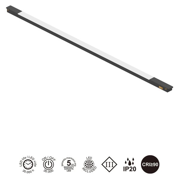 Luminária Linear MAGNETO MINI LED 6W (310 mm) ou 12W (550 mm) 3000K 420lm-840lm preta