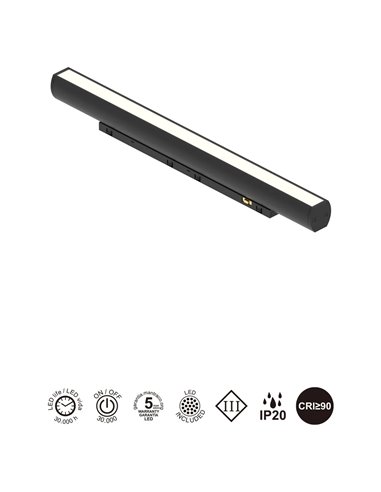 Mini LED linéaire orientable 360° MAGNETO 6W 3000K 420lm noir 244x19x33 mm IRC90