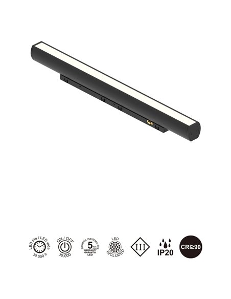 Mini LED linéaire orientable 360° MAGNETO 6W 3000K 420lm noir 244x19x33 mm IRC90