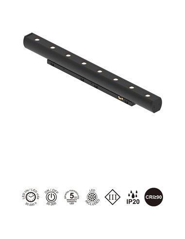 Mini LED linéaire 360° MAGNETO 6W 3000K 500lm noir orientable 36° 244x19x33 mm IRC90