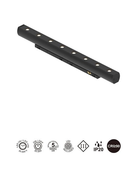 Lineare 360° MAGNETO MINI LED 6W 3000K 500lm negro orientierbar 36° 244x19x33 mm CRI90