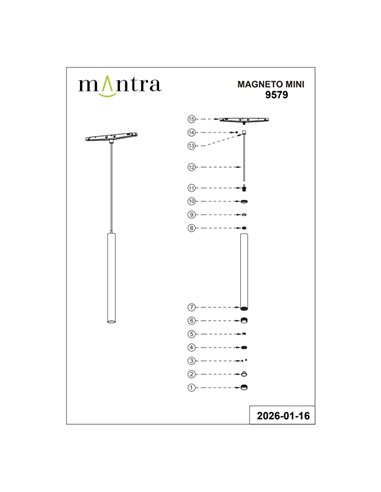 MAGNETO MINI LED 5W 3000K 400lm Schwarz 24° Pendelleuchte für Magnetschienen 48V CRI90