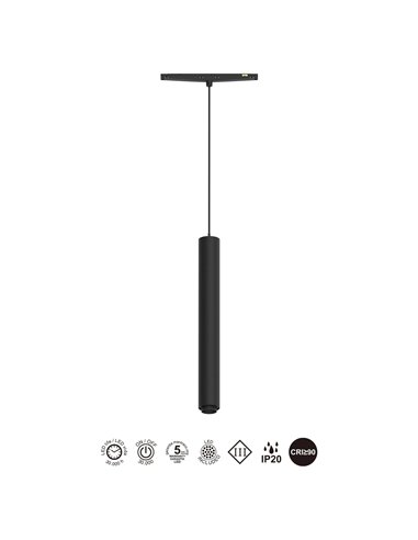 Colgante zoom MAGNETO MINI LED 7W 3000K 460lm negro 15°-36° para carril magnético 48V CRI90