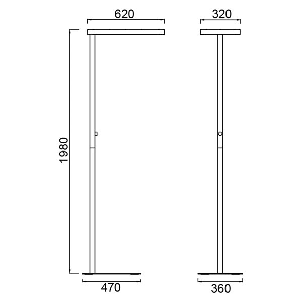 Lampadaire LED MARSALA 55+45W 4000K 6250lm blanc à intensité variable tactile, idéal pour les bureaux et les espaces de travail.