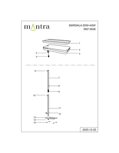 Lámpara de pie especial para estudio y oficinas MARSALA LED 55+45W 4000K 6250lm blanco regulable táctil