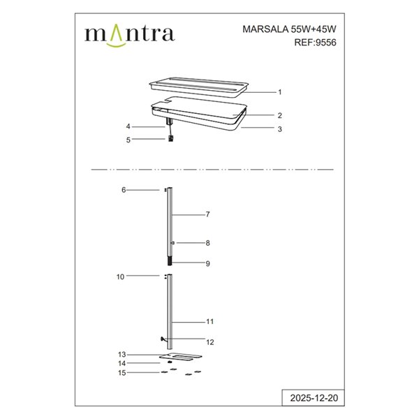 MARSALA LED-Stehleuchte, 55+45 W, 4000 K, 6250 lm, weiß, mit Touch-Funktion und Dimmfunktion, ideal für Arbeitszimmer und Büros