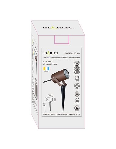 QUEBEC LED 10W 3000K 1100lm IP65 30° Erdspießleuchte, schwarz, dunkelgrau oder Cortenstahl, CRI90