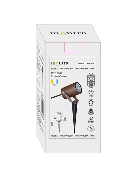 Piqueta QUEBEC LED 10W 3000K 1100lm IP65 30° negro, gris oscuro o corten CRI90