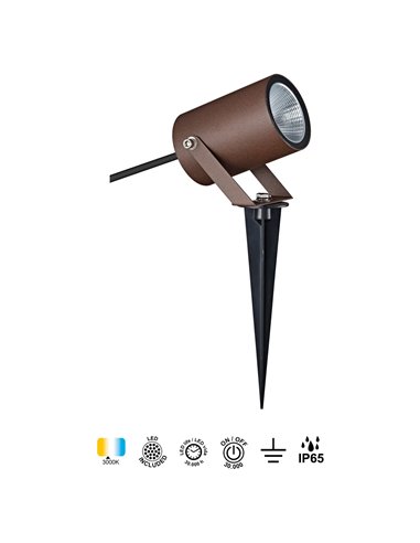Luminária de jardim QUEBEC LED 10W 3000K 1100lm IP65 30°, preta, cinza escuro ou aço corten, IRC 90