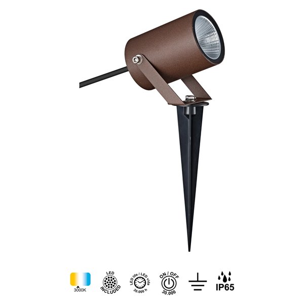 Piqueta QUEBEC LED 10W 3000K 1100lm IP65 30° negro, gris oscuro o corten CRI90