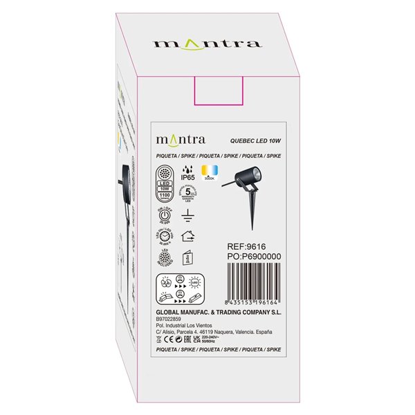 Piqueta QUEBEC LED 10W 3000K 1100lm IP65 30° negro, gris oscuro o corten CRI90