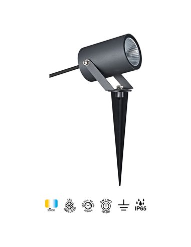 Piqueta QUEBEC LED 10W 3000K 1100lm IP65 30° negro, gris oscuro o corten CRI90