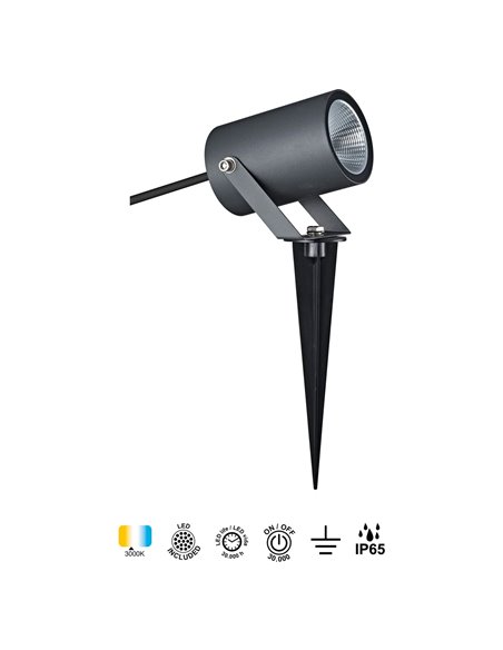 Luminária de jardim QUEBEC LED 10W 3000K 1100lm IP65 30°, preta, cinza escuro ou aço corten, IRC 90