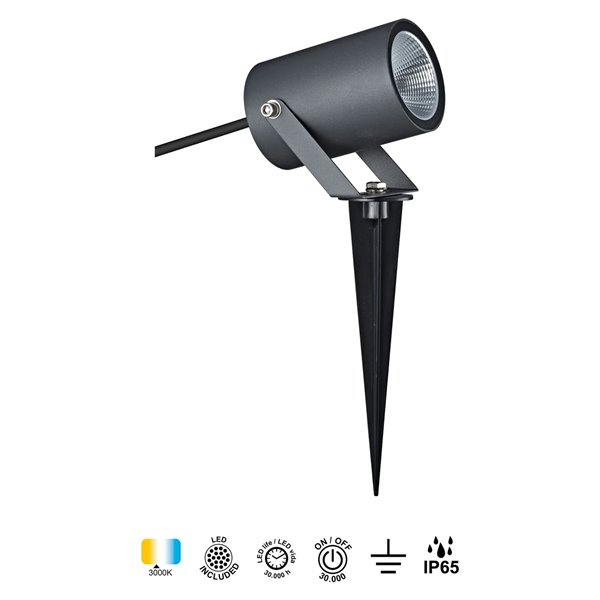 Luminária de jardim QUEBEC LED 10W 3000K 1100lm IP65 30°, preta, cinza escuro ou aço corten, IRC 90