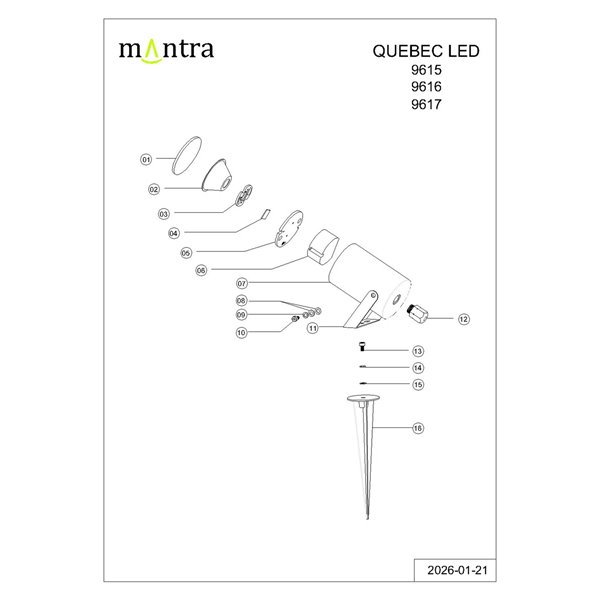 Luminária de jardim QUEBEC LED 10W 3000K 1100lm IP65 30°, preta, cinza escuro ou aço corten, IRC 90