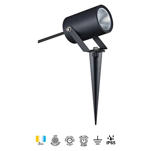 Luminária de jardim QUEBEC LED 10W 3000K 1100lm IP65 30°, preta, cinza escuro ou aço corten, IRC 90