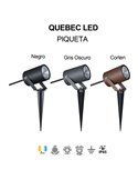 Luminária de jardim QUEBEC LED 10W 3000K 1100lm IP65 30°, preta, cinza escuro ou aço corten, IRC 90