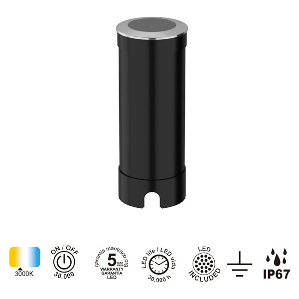 Spot encastrable de sol SHIKA LED 6W 3000K 375lm, acier inoxydable, Ø 4,6 cm, IP67