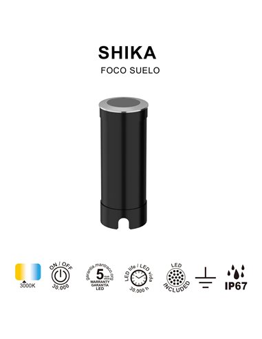 SHIKA LED 6W 3000K 375lm Einbau-Bodenstrahler, Edelstahl, Ø 4,6cm, IP67