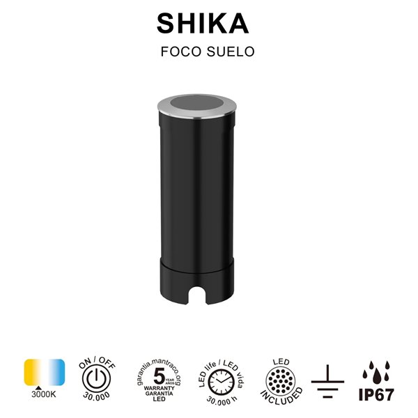 Foco empotrable de suelo SHIKA LED 6W 3000K 375lm acero inoxidable Ø 4,6cm IP67
