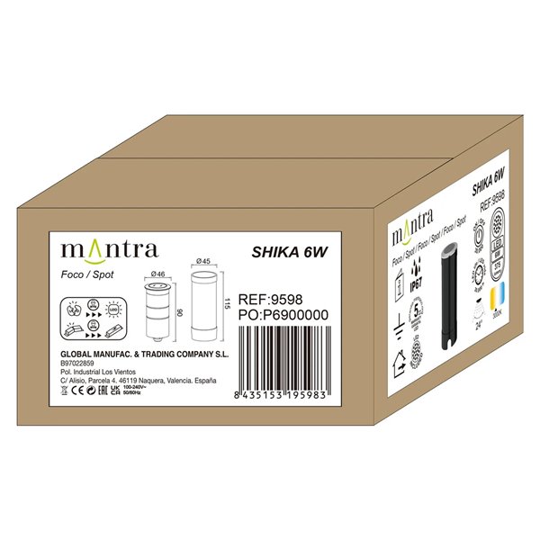 SHIKA LED 6W 3000K 375lm Einbau-Bodenstrahler, Edelstahl, Ø 4,6cm, IP67