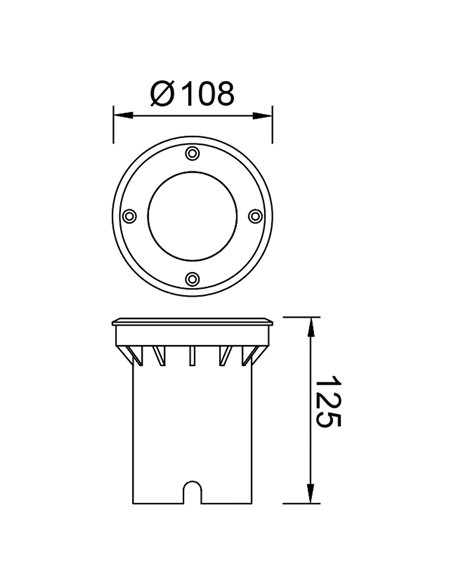 Foco empotrable de suelo ZERMAT GU10 acero inoxidable IP67 Ø108mm GU10 (No Incl.)