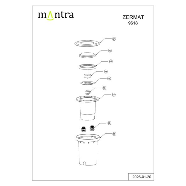 Refletor de piso embutido ZERMAT GU10, aço inoxidável, IP67, Ø108mm, GU10 (não incluído)