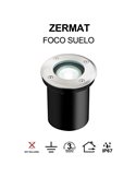 Spot encastré au sol ZERMAT GU10, acier inoxydable, IP67, Ø108 mm, GU10 (non inclus)